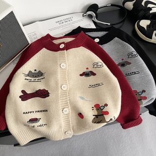 儿童毛衣开衫2025新款宝宝针织外套男童秋季毛线衣洋气中小童上衣