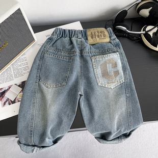 男童牛仔裤春装2026新款儿童百搭宽松裤子帅气小男孩浅色休闲长裤