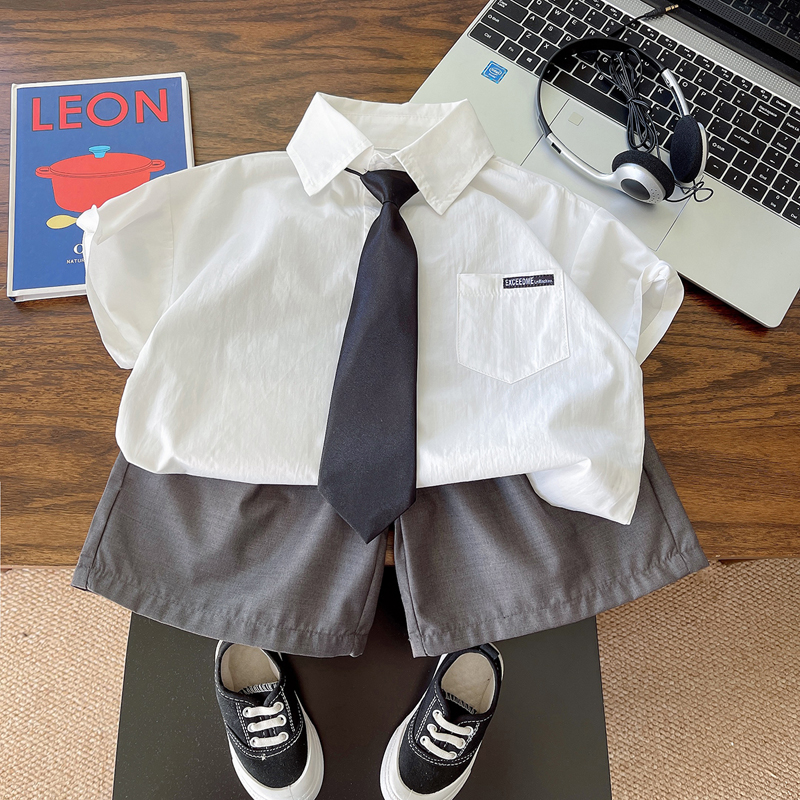 学院风纯棉男童夏季两件套演出服