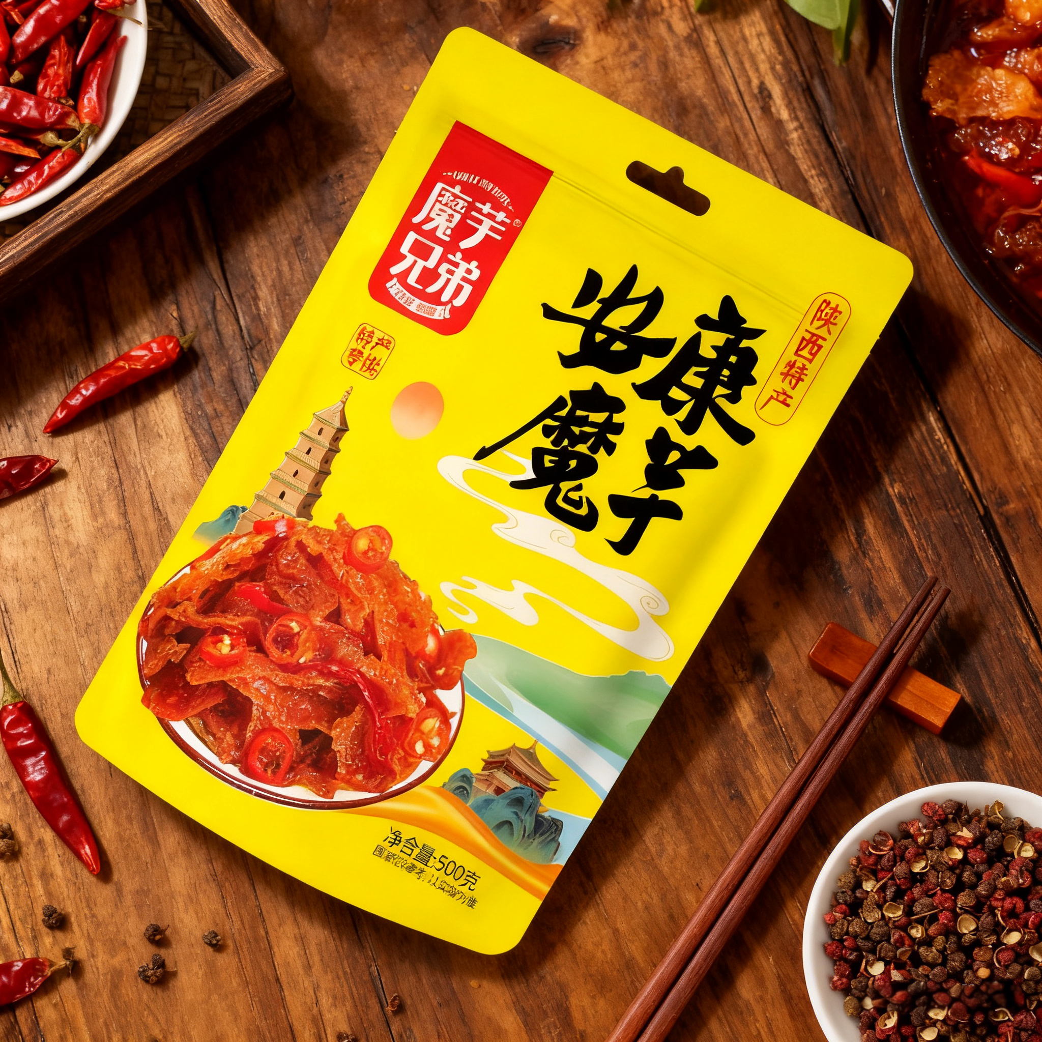 陕西安康特产安康魔芋麻辣爽素毛肚开袋即食雪魔芋小零食魔芋干