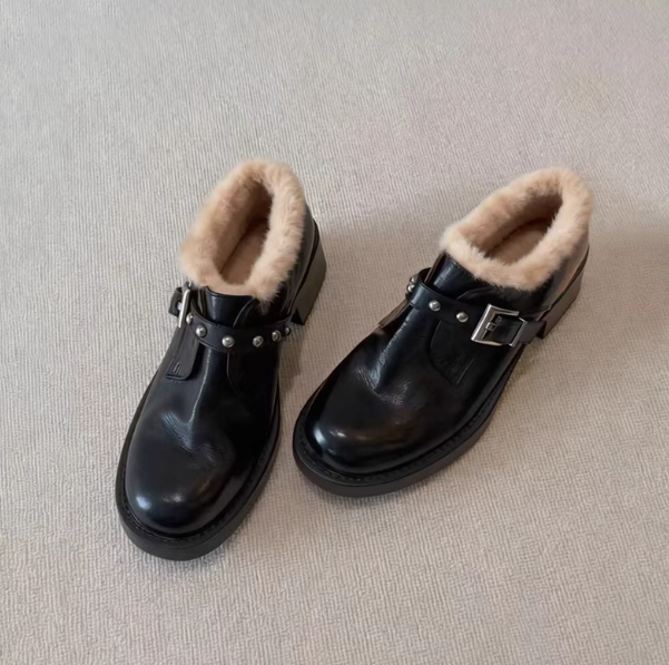 羊皮版~复古圆头增高5CM乐福鞋