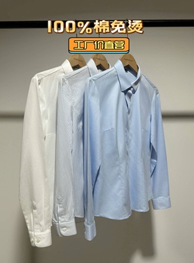 工厂回馈商务休闲全棉DP免烫修身衬衫女白领气质简约公务正装80支