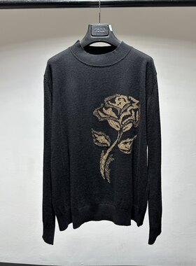 老店新款  金色玫瑰上衣抗起球羊毛衫针织衫毛衣女装秋冬内搭