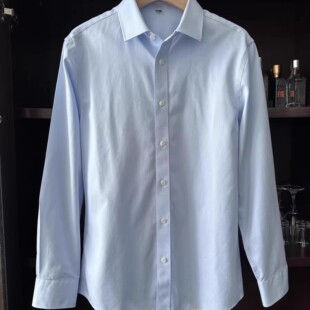 衬衣休闲正装 十四姐姐全棉免烫抗皱男女百搭衬衫 浅蓝商务职业西装