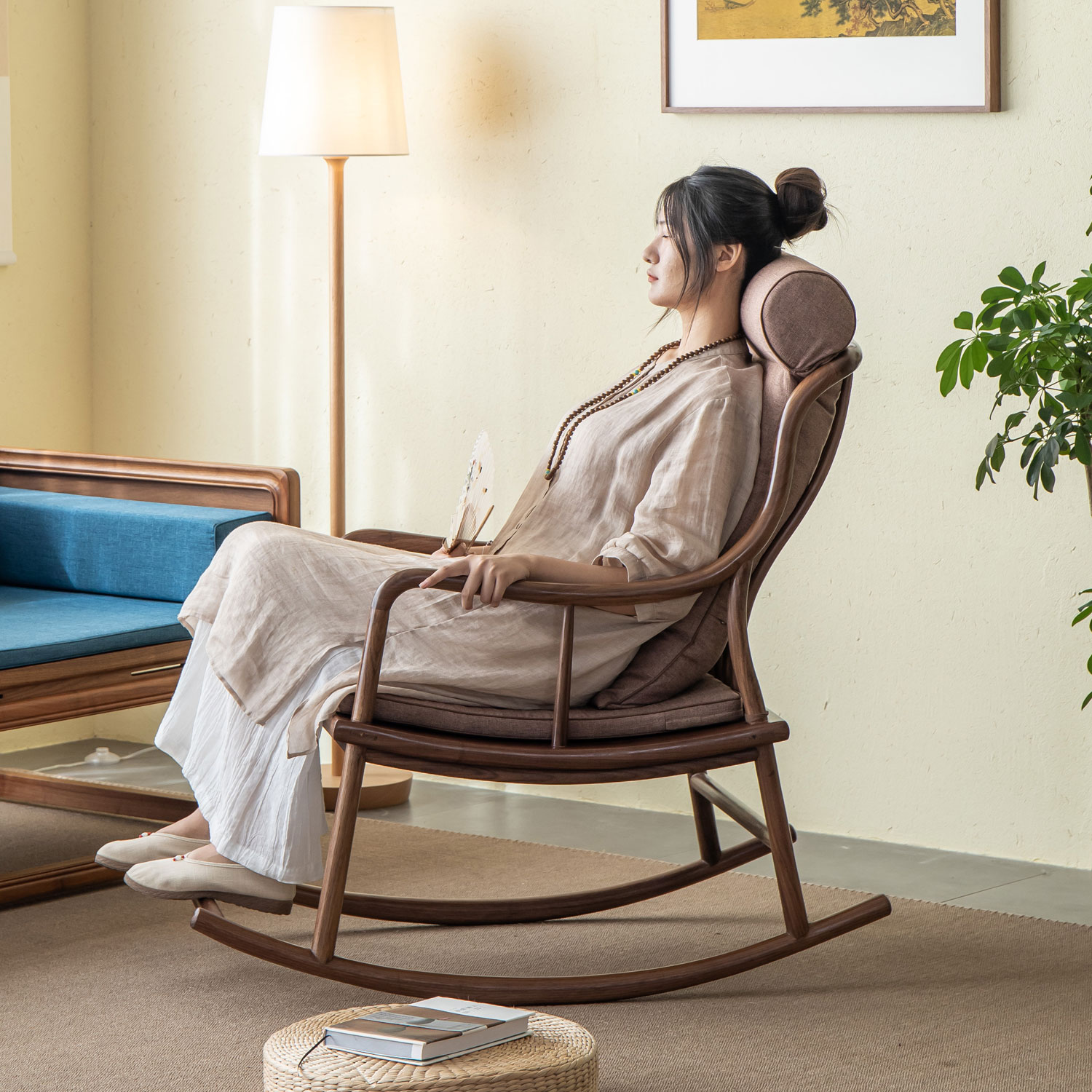 杪轩摇椅新中式休闲摇摆