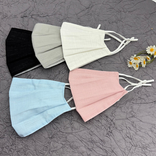 透气防晒全棉可水洗棉麻 天薄款 纯棉口罩大脸专用加大版 男女春夏季