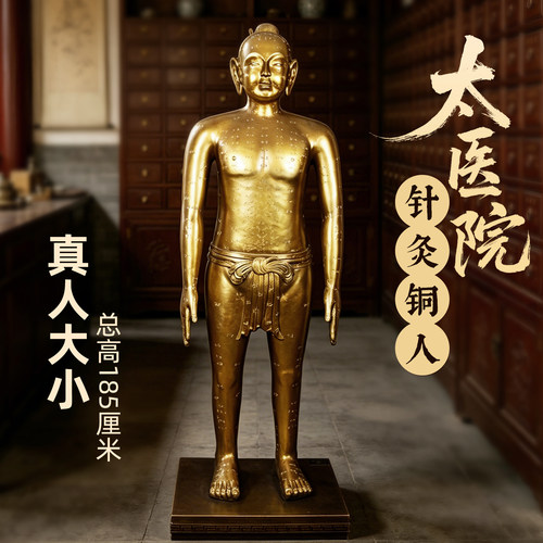 汲古山房针灸铜人玻璃钢中医摆件