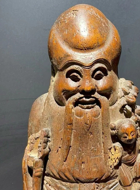 005 清.超大竹雕“多子多福”老寿星  中医药博物馆展品民俗老物