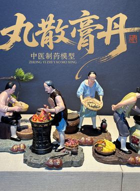 X102丸散膏丹制药场景雕塑模型中医馆摆件中医药文化产品中医元素