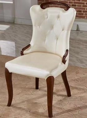 耐脏不脱皮餐椅实木软包欧式皮椅子餐厅酒店饭店凳韩式棕灰色米黄