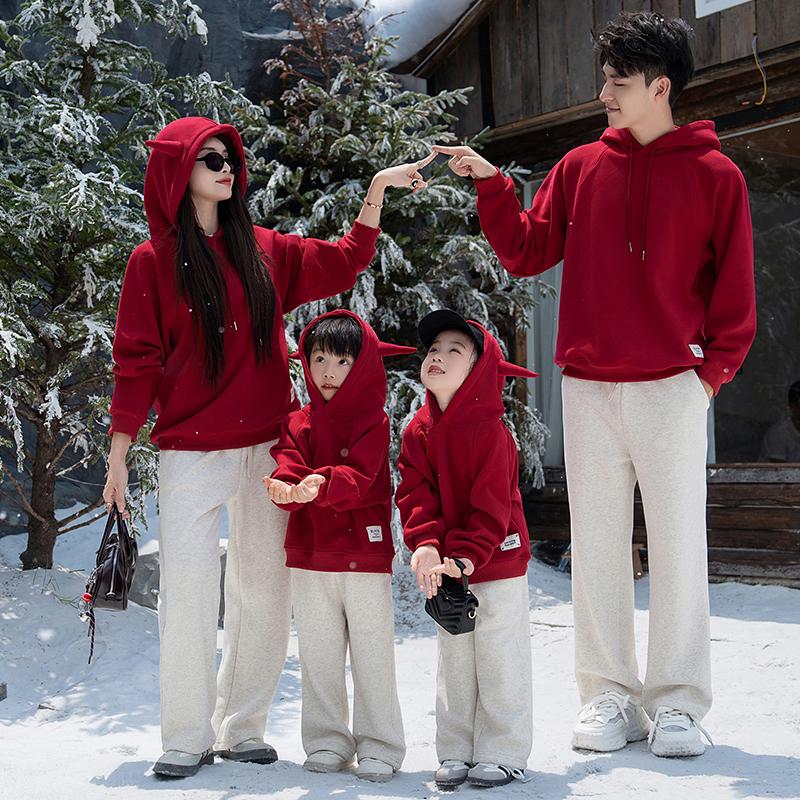 亲子装秋季一家三四五六口卫衣2025新款连帽衫母女款学生校园班服