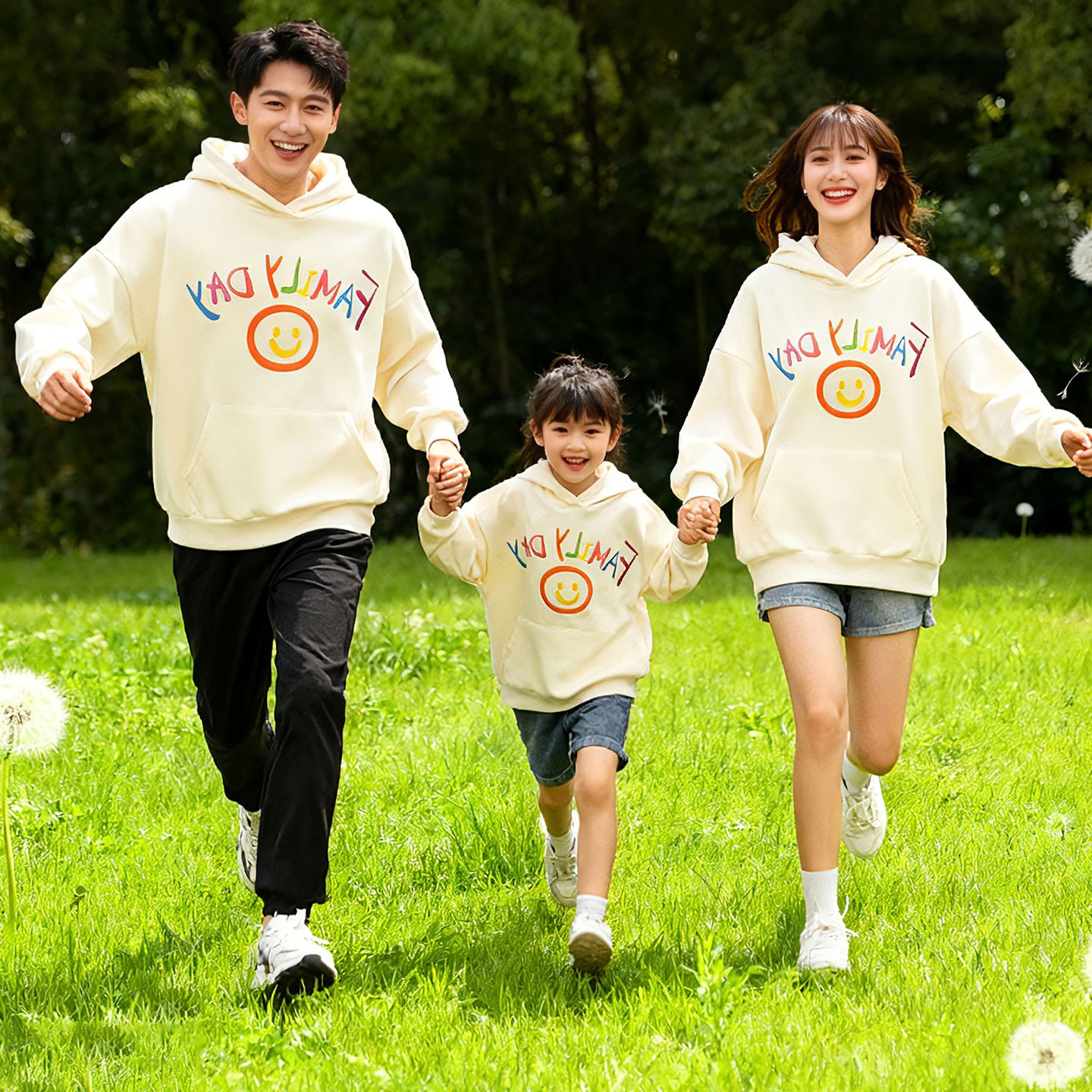 亲子装秋冬季一家三口四口连帽卫衣2025新款全家装母子母女高级感