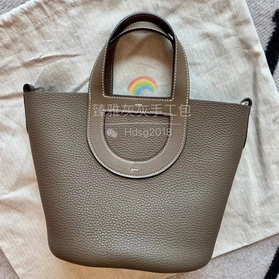 猪鼻菜篮子18 大象灰Clemence Tc牛皮 全手工制作手提水桶托特包