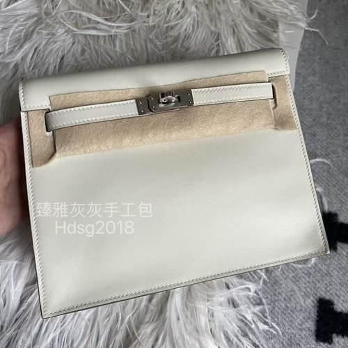 凯莉跳舞包22 奶灰色M4银扣Swift皮全手工手提双肩斜挎包