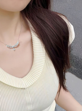 足银999新中式蕾丝水滴锁骨链