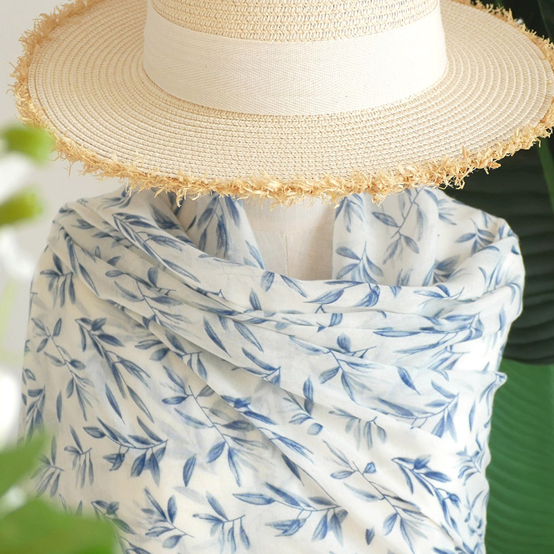 竹枝词 清雅素色棉麻围巾女 2024文艺百搭春夏丝巾海边旅游大披肩