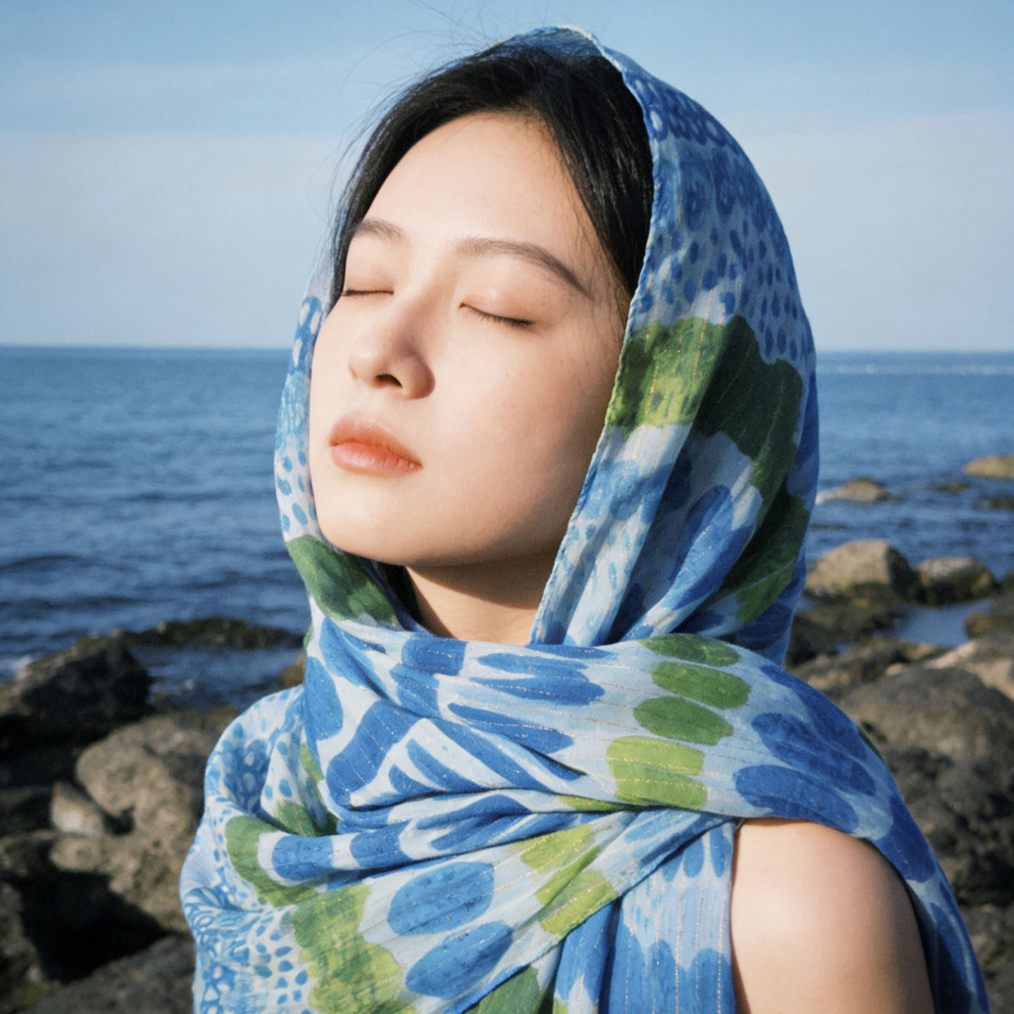 雨滴与海 小众文艺棉麻围巾披肩旅游拍照海边云南青海遮阳薄纱巾