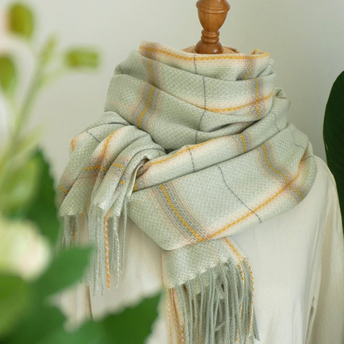 小清新薄荷绿冬季保暖仿羊绒围巾