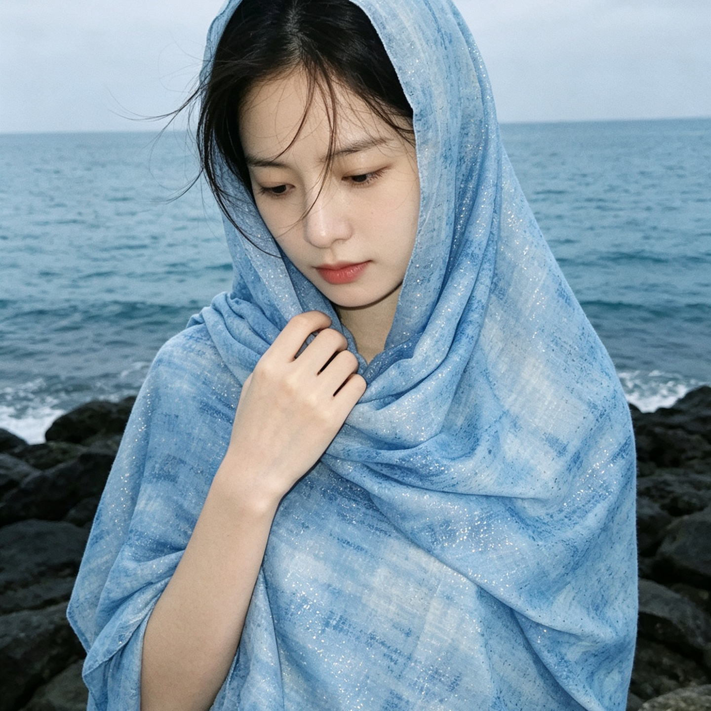 内心是海 清冷文艺旅游披肩棉麻围巾 海边泰国云南沙漠遮阳薄头巾