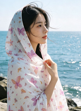 蝴蝶轻舞，清新甜美，围巾披肩