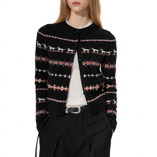 甜辣妹短款费尔岛毛衣针织开衫外套女高级感秋冬独特漂亮修身上衣