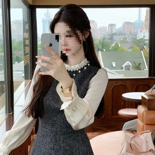 法式轻奢小香风灰色连衣裙秋冬2025新款高级感富家千金穿搭两件套