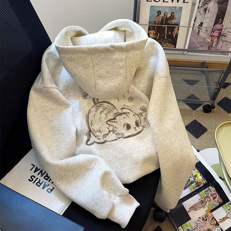 2025新款爆款卫衣女秋冬加绒时尚洋气连帽加厚小个子高级感外套潮