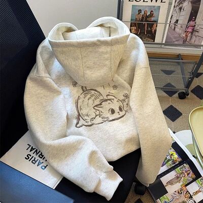 2025新款爆款卫衣女秋冬加绒时尚洋气连帽加厚小个子高级感外套潮