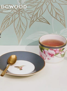 新品WEDWGOOD玮致活白色蜂鸟兰花组骨瓷茶杯碟欧式茶杯咖啡杯碟