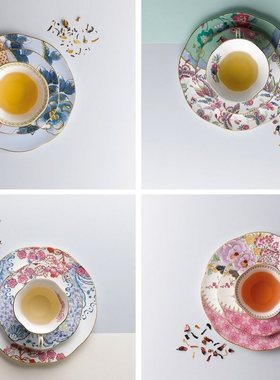 现货Wedgwood威基伍德花间蝶舞骨瓷杯碟黄蓝蓝粉绿色4色套装礼盒