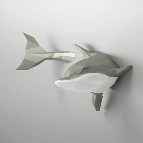 海豚纸模型壁挂纸艺3d立体折纸