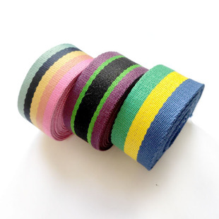 彩条帆布包用织带 书包带 DIY棉质针织背包带 宽3.8CM