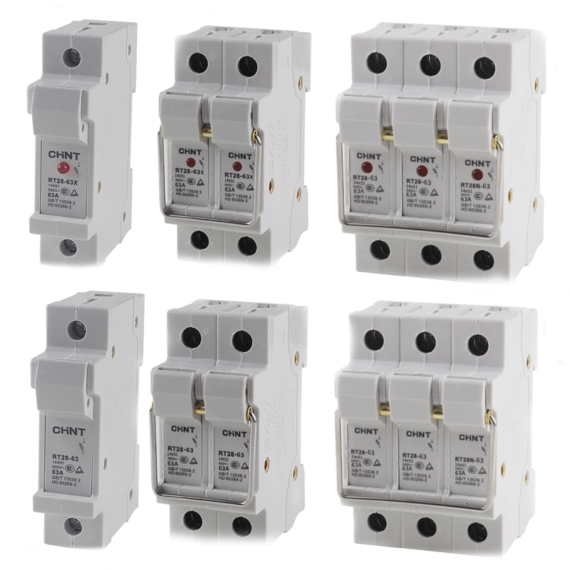 正泰保险丝座熔断器底座RT28N-32 32X 63 63X  1P 2P 3P 10*38