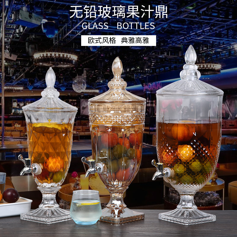 玻璃带水龙头果汁鼎饮料牛奶罐