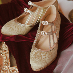 玛丽珍单 旗袍高跟鞋 奈里设计法式 复古优雅维多利亚宫廷酒杯40大码
