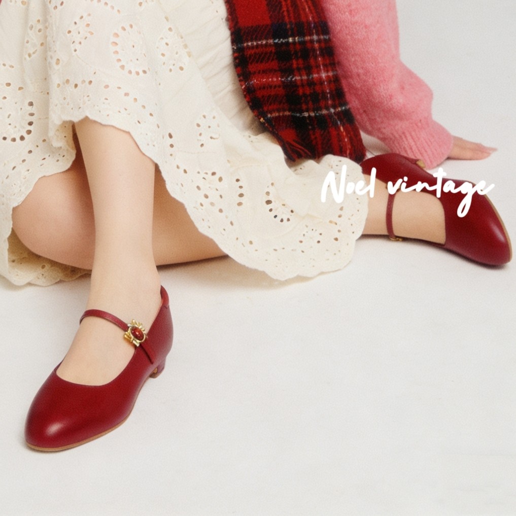 奈里法式优雅红色一字带玛丽珍平跟单鞋民国百搭大码40旗袍平底鞋,女鞋,玛丽珍鞋,淘宝优惠券,粉丝福利购,淘宝优惠卷