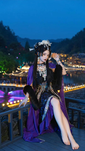 苗疆少女服装异域公主紫色披风抹胸长裙民族风凤凰古城大理摄影新