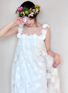 ChuXinBridal晨袍白色一字肩甜美轻纱花朵小清新蕾丝礼服婚礼女婚