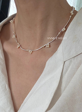 AnnieJewelry波浪珍珠小花项链