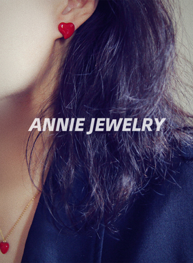 红色爱心项链耳钉AnnieJewelry