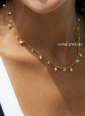 AnnieJewelry珍珠间隔坠项链
