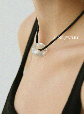 AnnieJewelry天然贝母黑绳项链