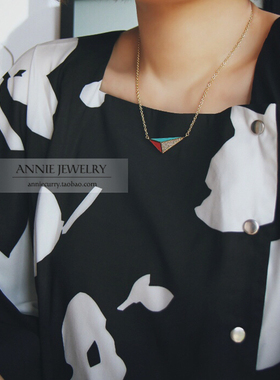 AnnieJewelry立体三角造型项链