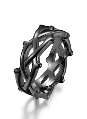 欧美镂空荆棘钛钢男士戒指高级感