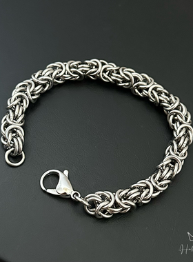 欧美个性编织钛钢男士手链高级感