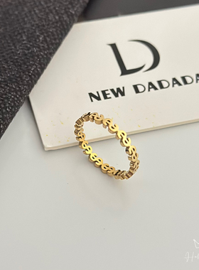 不掉色金色戒指女钛钢食指轻奢