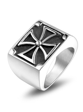 欧美十字架钛钢男士戒指男生指环
