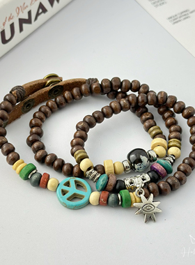 木珠混搭手串多圈叠戴手链男潮人