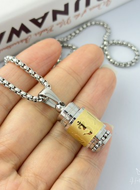 钛钢男士幸运筒项链百搭不掉色