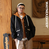 GEEEKPANDA加肥加大宽松大码 秋男假两件连帽撞色休闲夹克外套698